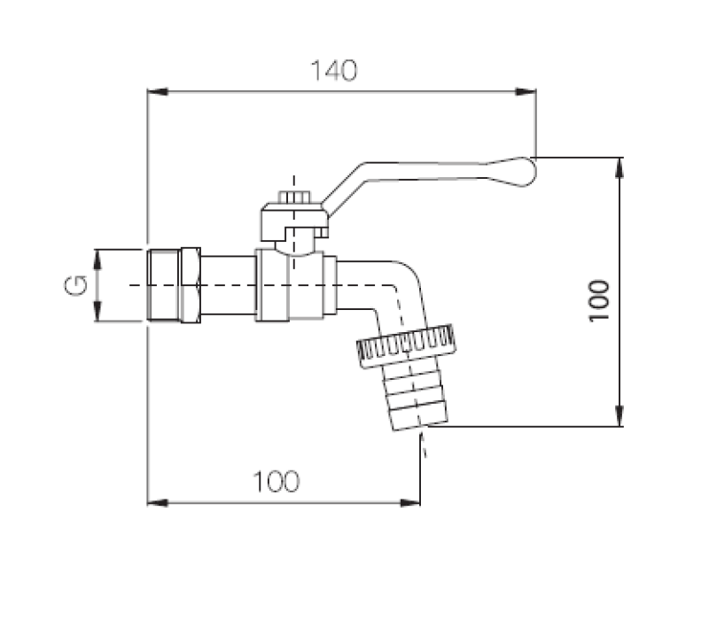 Robinet sphérique de jardin PB avec raccord pour tuyau d'arrosage et poignée 1208969797