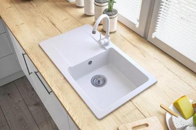Graniteland Liri Granit Blanc évier avec égouttoir 765x448 mm 1208969990