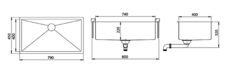 Évier en inox Ausmann Mosel gun metal - PVD gun metal 74x40 universel 1208970024.
