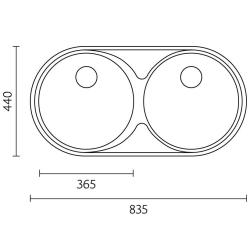 Évier Double en Acier Inoxydable Banka Andalucia 835 x 440 cm Sous-Plan 1208970051