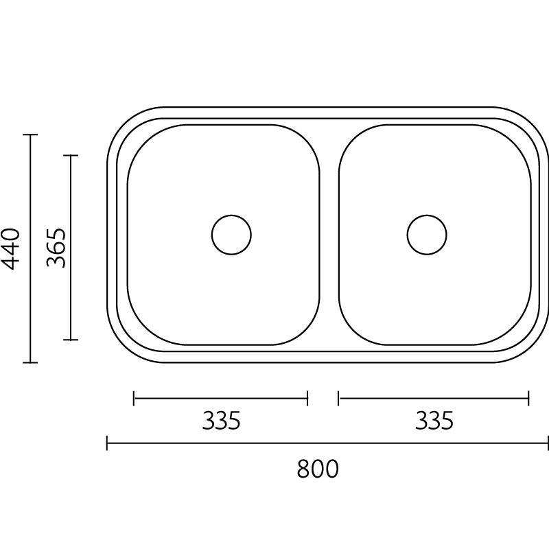Banka Diplomat Évier double en acier inoxydable à encastrer 80 x 44 cm 1208970059