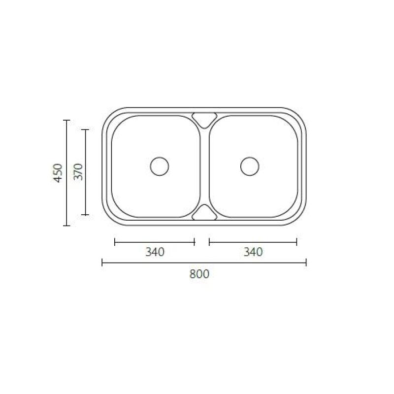 Évier double encastrable Banka Halifax RVS 80x45 cm 1208970060