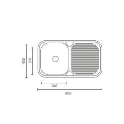 Évier en acier inoxydable Banka Regent 80x45 cm avec égouttoir 1208970061