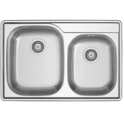 Évier double en inox Banka Princess à poser 84x56 cm avec plage pour robinet 1208970066.