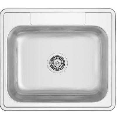 Évier Banka Detroit en inox 635 x 559 mm à encastrer avec trou pour robinet 1208970077