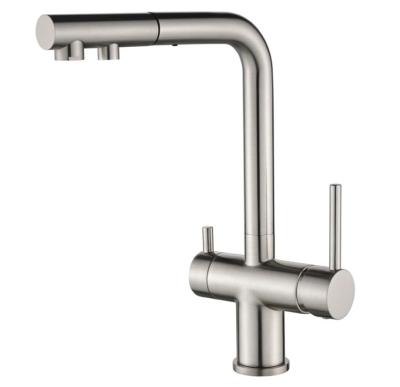 Ausmann Ellington Mitigeur de Cuisine 3 Voies avec Bec Rétractable et Eau Filtrée – Acier Inoxydable - 1208970082