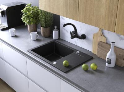 Ensemble Aquadesign Kensley - Évier à Poser en Granit Gris avec Petit Égouttoir et Robinet de Cuisine, 65 x 44 cm 1208970086