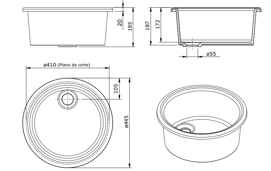 Ausmann Ceramic Brook lavabo rond en céramique blanche à poser 1208970092