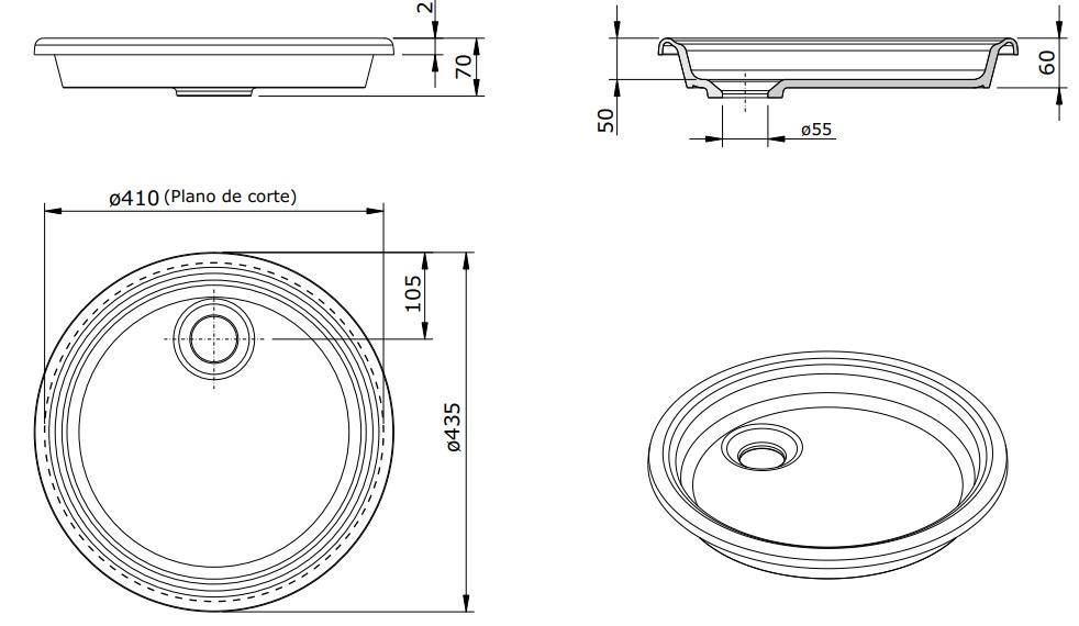 Ausmann Ceramic Glade - Vasque Ronde en Céramique Blanche Peu Profonde 1208970093