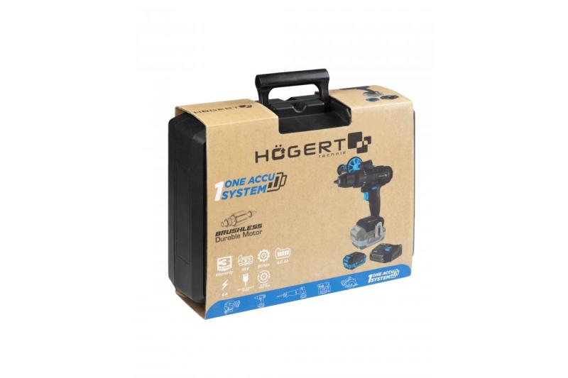 HÖGERT Set de tournevis sans fil, 18V, avec porte-embouts, magasin d'embouts, chargeur et batterie.