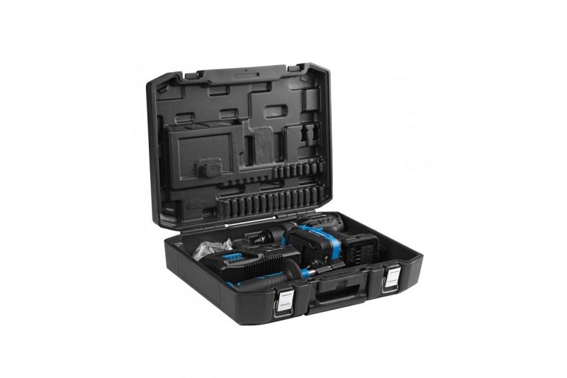 HÖGERT Set de tournevis sans fil, 18V, avec porte-embouts, magasin d'embouts, chargeur et batterie.