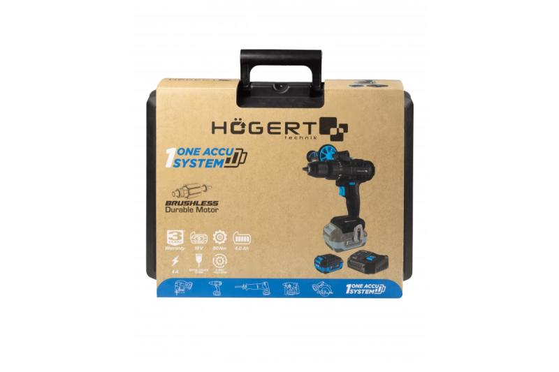HÖGERT Set de tournevis sans fil, 18V, avec porte-embouts, magasin d'embouts, chargeur et batterie.