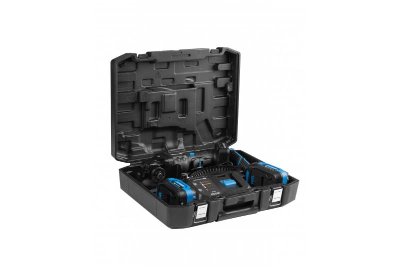 HÖGERT Meuleuse d'angle sans fil avec interrupteur à palette, 125MM, 18V - Set (batterie, chargeur, accessoires)