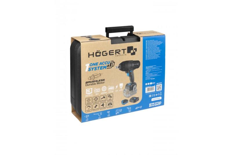 HÖGERT ensemble de clé à chocs sans fil, sans balais, 18V, avec batterie, chargeur.