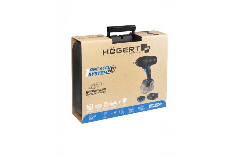 HÖGERT ensemble de clé à chocs sans fil, sans balais, 18V, avec batterie, chargeur.