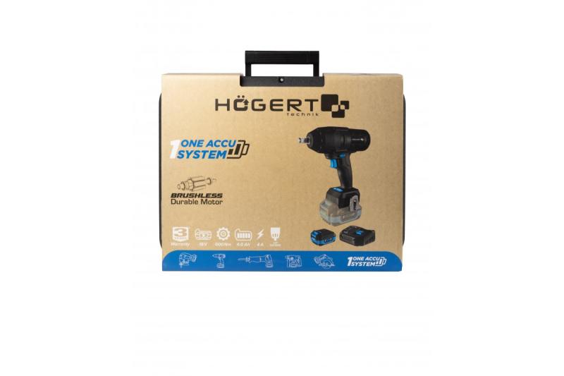 HÖGERT ensemble de clé à chocs sans fil, sans balais, 18V, avec batterie, chargeur.
