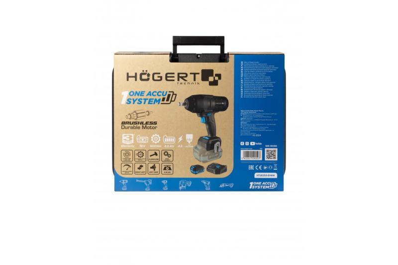 HÖGERT ensemble de clé à chocs sans fil, sans balais, 18V, avec batterie, chargeur.