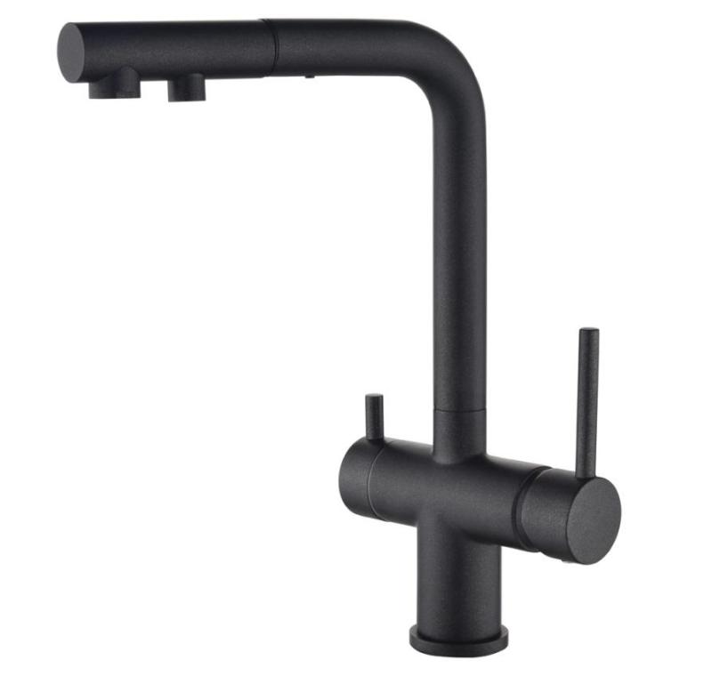 Mitigeur de Cuisine à 3 Voies Ausmann Ellington avec Bec Rétractable et Eau Filtrée – Anthracite - 1208970495