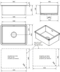 Ausmann Céramique Ember Évier en Céramique Blanc - À Poser et Sous-Plan 54 x 40 cm 1208970508