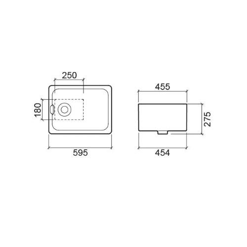 Ausmann Ceramic Haven Évier en Céramique Blanc - Posable, Encastrable et Semi-encastrable 595 x 455 mm 1208970513