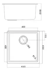 Évier en Sable Blanc Crème 40x40 cm pour Montage Sous-Plan, Sur-Plan et À Fleur avec Bouchon Noir Mat 1208970540