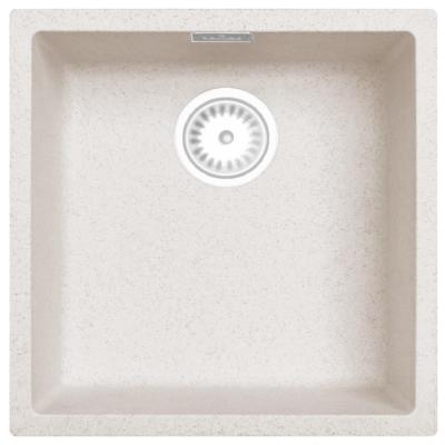 Évier en Sable Blanc Crème 40x40 cm pour Montage Sous-plan, Sur-plan et À Fleur avec Bouchon Blanc 1208970541