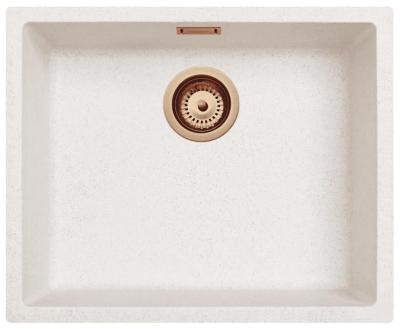 Évier Sable Blanc Crème 50x40 cm Sous-plan, Sur-plan et À fleur de plan avec Bouchon en Cuivre 1208970548