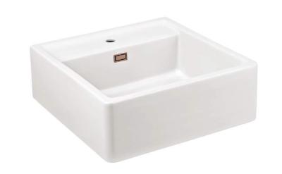 Ausmann Ceramic Panor Shade Évier Butler en céramique blanche - Sous-meuble et intermédiaire 630 x 597 mm avec banque de trous de robinet et bouchon en cuivre 1208970559