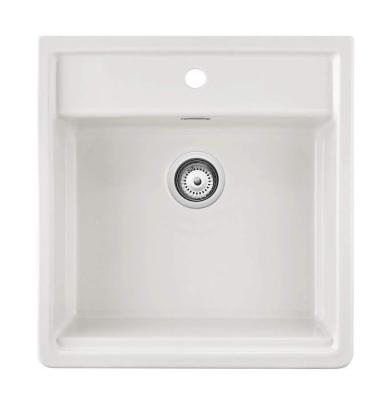 Ausmann Ceramic Panor Shade Évier en Céramique Blanc Butler - Sous-plan et Semi-encastré 630 x 597 mm avec plage pour robinet et bouchon en inox 1208970560.
