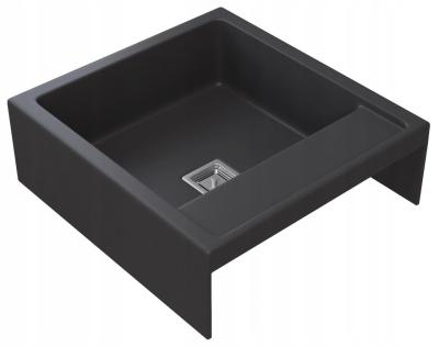 Graniteland Arno Évier en Granit Noir Intégré 582x620mm avec Bouchon Carré en Acier Inoxydable 1208970602