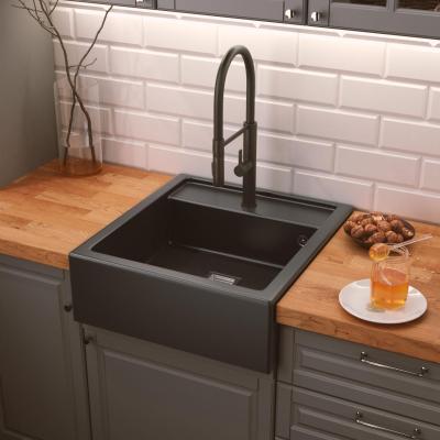 Graniteland Arno Évier en Granit Noir Intégré 582x620mm avec Bouchon Carré en Acier Inoxydable 1208970602