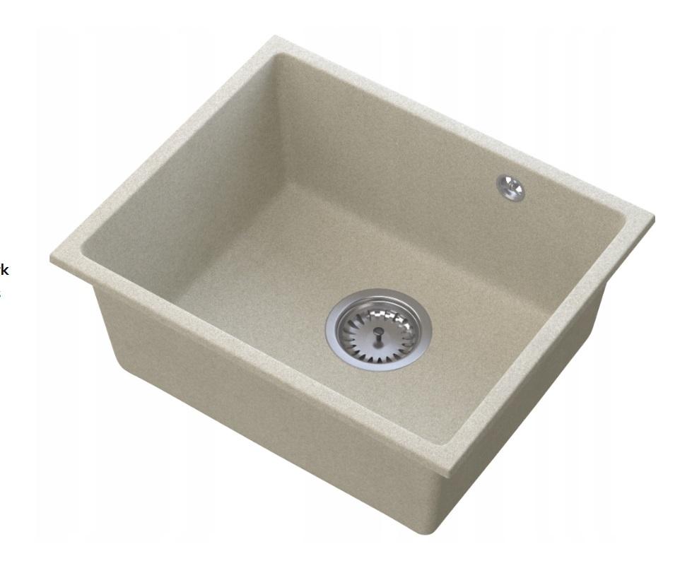 Graniteland Solo Évier en Granit Beige Sable à encastrer 42x34 cm avec bouchon en inox 1208970612