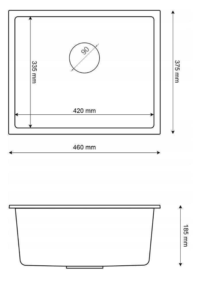 Graniteland Solo Évier en Granit Beige Sable à encastrer 42x34 cm avec bouchon en inox 1208970612