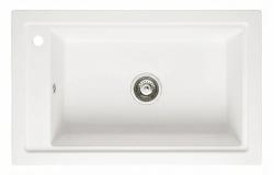 Graniteland Magra Granit Blanc Évier de montage 686 x 427 mm avec banc de trous de robinet et Plug en inox 1208970614