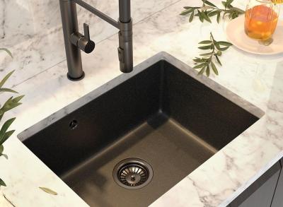 Graniteland Solo Granite noir Arduin aspect pierre bleue Évier sous plan 535x400 mm avec Plug en inox 1208970638