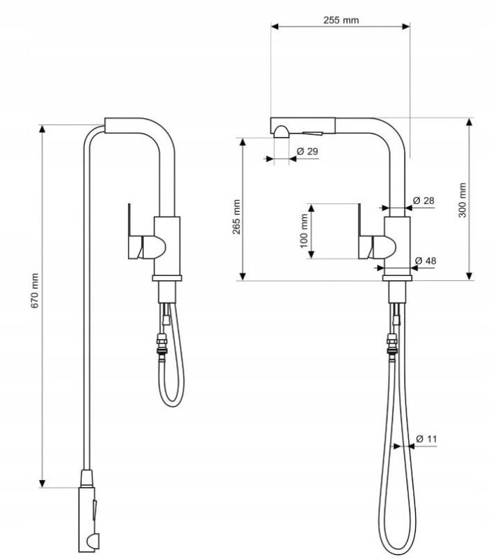 Robinet de cuisine Graniteland Celeste gris avec bec extractible et douchette à double fonction 1208970663