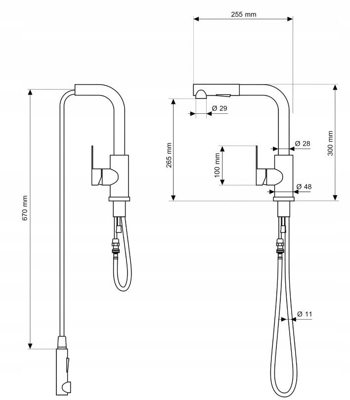 Robinet de cuisine Graniteland Celeste en métal canon avec bec rétractable et douchette à double fonction 1208970666