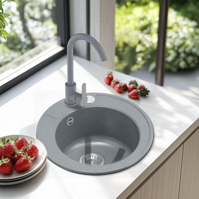 Granitland Veritas Mitigeur de Cuisine Gris avec Bec Pivotant 1208970678