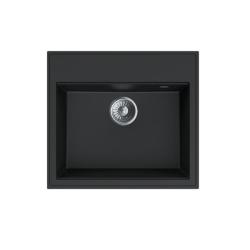 Évier en quartz noir Dura Stretto à poser 56x51cm avec plage pour robinet 1208970690