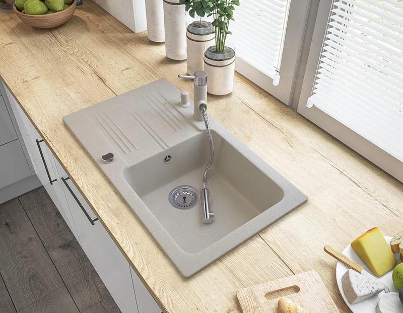 Graniteland Ceres Robinet de cuisine Beige sable avec Bec Extractible et Douchette à Deux Fonctions 1208970708