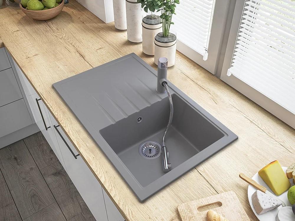 Robinet de cuisine Graniteland Ceres Gris avec bec extractible et douchette double fonction 1208970710