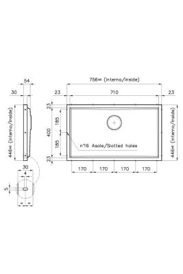 Plaque de base en inox Foster Phantom pour évier de plan de travail encastré 71x40cm en céramique, pierre naturelle et surface solide épaisseur 12mm 1208970721.