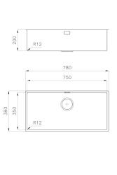 Foster L35 Spécial 35 cm long Évier en acier inoxydable 75 x 35 cm Sous-plan 1208970724