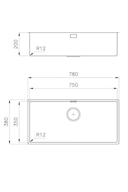 Foster L35 Spécial 35 cm long Évier en inox 75 x 35 cm Sous-plan 1208970724
