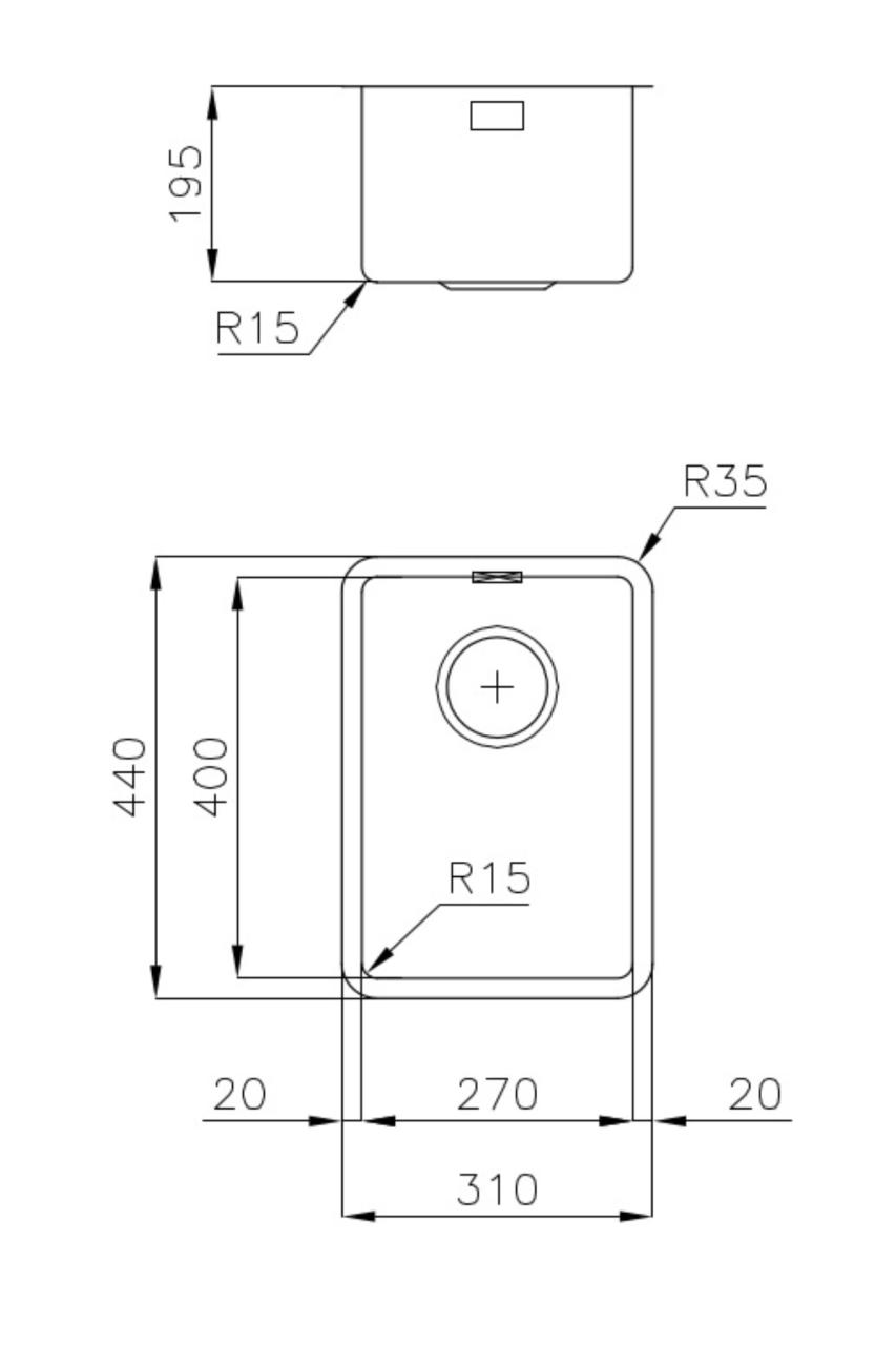 Foster Petit Évier en Acier Inoxydable 27 x 40 cm Sous-Plan 1208953725