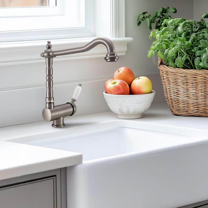 Ausmann Ceramic Mira Évier en Céramique Blanc - Montage sous plan et semi-affleurant 590 x 458 mm avec bouchon en inox 1208970733