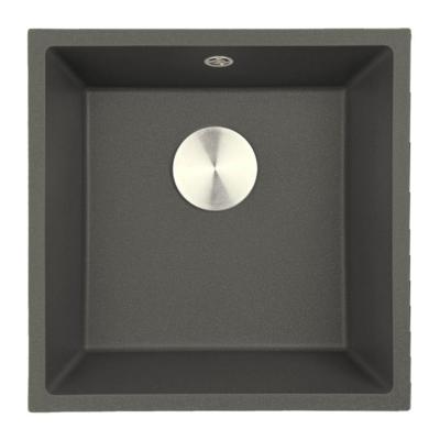 GraniteMy Universel Granite Gris, foncé Évier 40x40 cm Pose en surface, sous plan et à fleur avec Bouchon en inox 1208970742