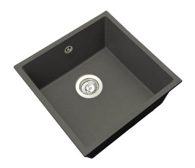 GraniteMy Universel Granite Gris, foncé Évier 40x40 cm Pose en surface, sous plan et à fleur avec Bouchon en inox 1208970742