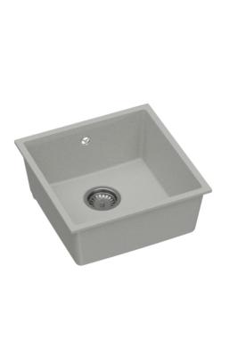 GraniteMy Universel Évier en Granit Gris 40x40 cm Montage En Surface, Sous Comptoir et Encastré avec Bouchon en Acier Inoxydable 1208970743