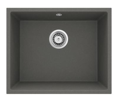 GraniteMy Universal Granite Gris foncé, Évier 50x40 cm, Montage en surface, Sous-montage et Montage à fleur avec Bouchon en inox 1208970744